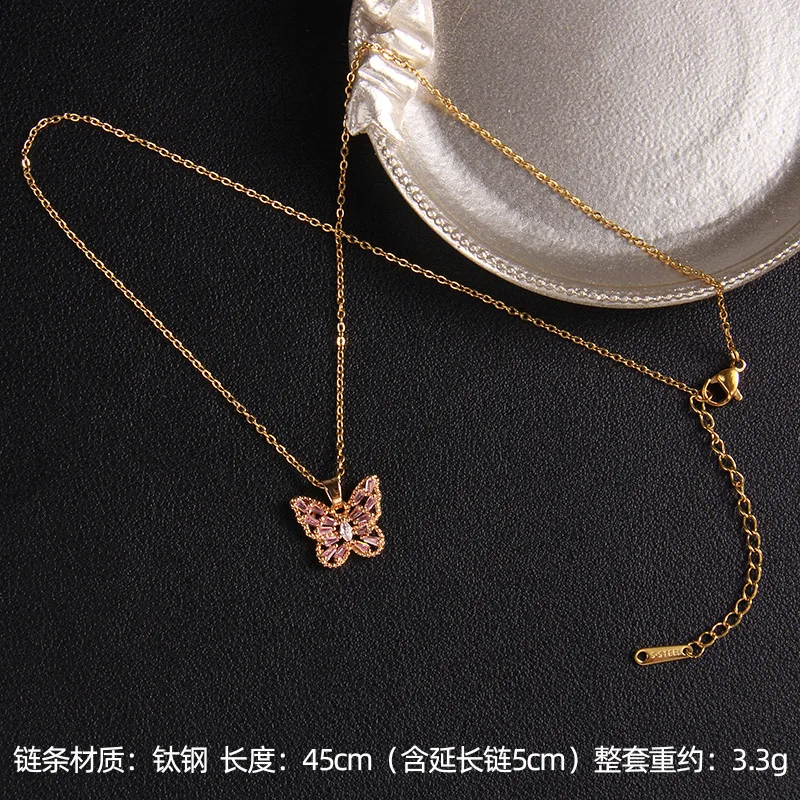 8pcs/set Women Crystal Zircon Pendant Necklace for Women Girl Crystal Chain Necklace Punk Party Jewelry butterfly necklace