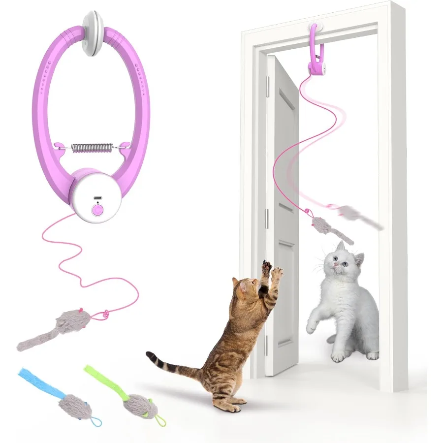 

Interactive Cat Toys Rechargeable Feather Toy for Indoor Cat Hanging Retractable Teaser Toy Automatic Kitten Play Chase Exercis