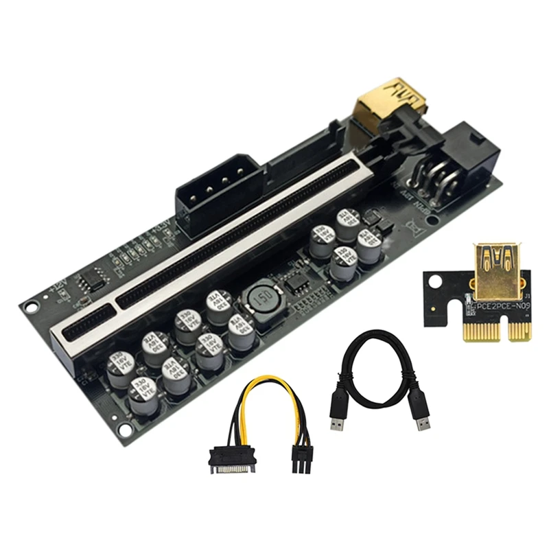 VER018 Plus PCI-E Riser 1X a 16X Riser Card GPU Riser Extender Card PCIE USB3.0 Cabo para mineração de Bitcoin ETH
