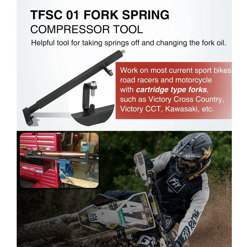 YMT Motorcycle Accessories TFSC 01 Fork Spring Compressor Tool for Most Current Sport Bikes and Road Racers-1Pack