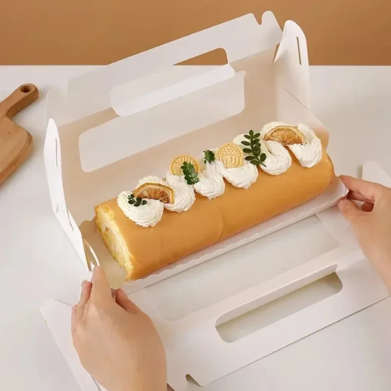 10/20 juegos de rollos de pastel de nuevo Color, caja portátil de embalaje, rollo suizo largo, caja de cartón, rollo de toalla de Mousse, caja de embalaje con ventana transparente