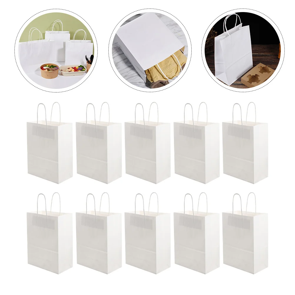 

10Pcs Food Packaging Handbags Disposable Baking Carry Bags with Handles for Takeout Catering Party Favors Bulk Storage