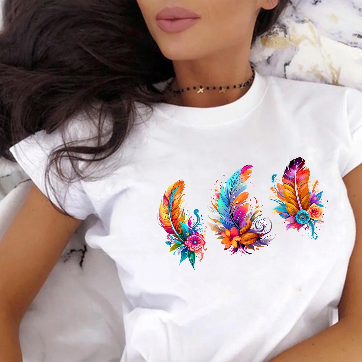 9 Pack Watercolor Floral Feather Iron-on Appliques Transfer Stickers Suitable for DIY T-Shirts Backpack Decoration iron on patch