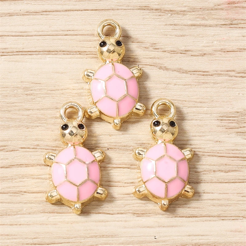 10 Stück 10x18mm Cartoon Emaille Tier Schildkröten-Anhänger für Schmuckherstellung Ohrringe Halsketten DIY Handgemachte Bastelarbeiten Zubehör – Detail 13