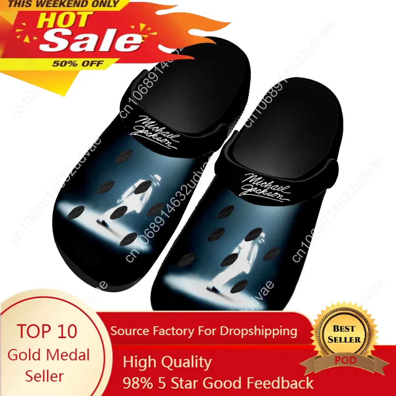 

Michael Jackson Pop Singer Dancer Home Clogs Custom Water Shoes Mens Womens Teenager Shoes Clog Breathable Beach Hole Slippers