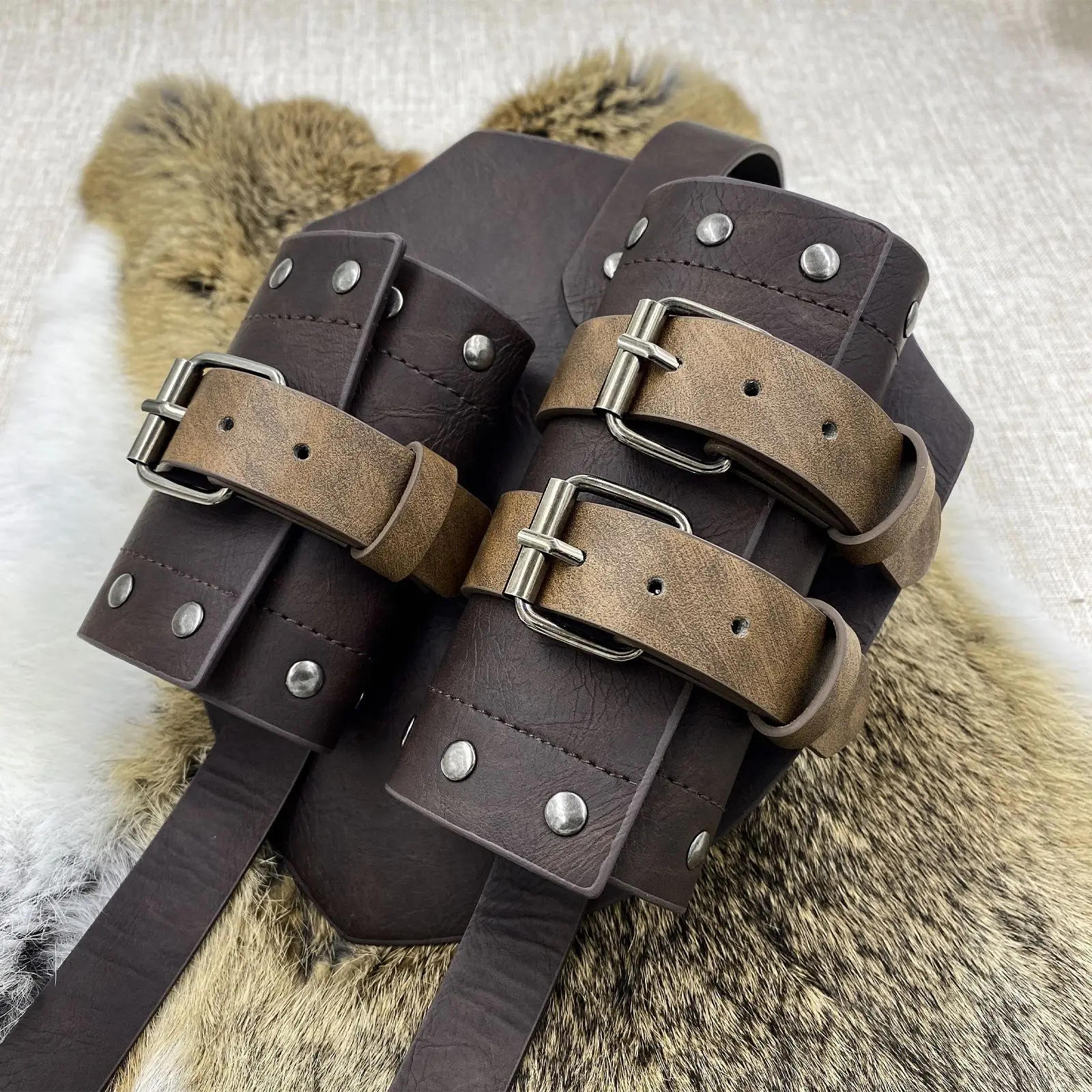 Medieval Double Sword Cover Shoulder Back Holster Warrior Scabbard Holder Nordic Viking Style Vintage Cosplay Props