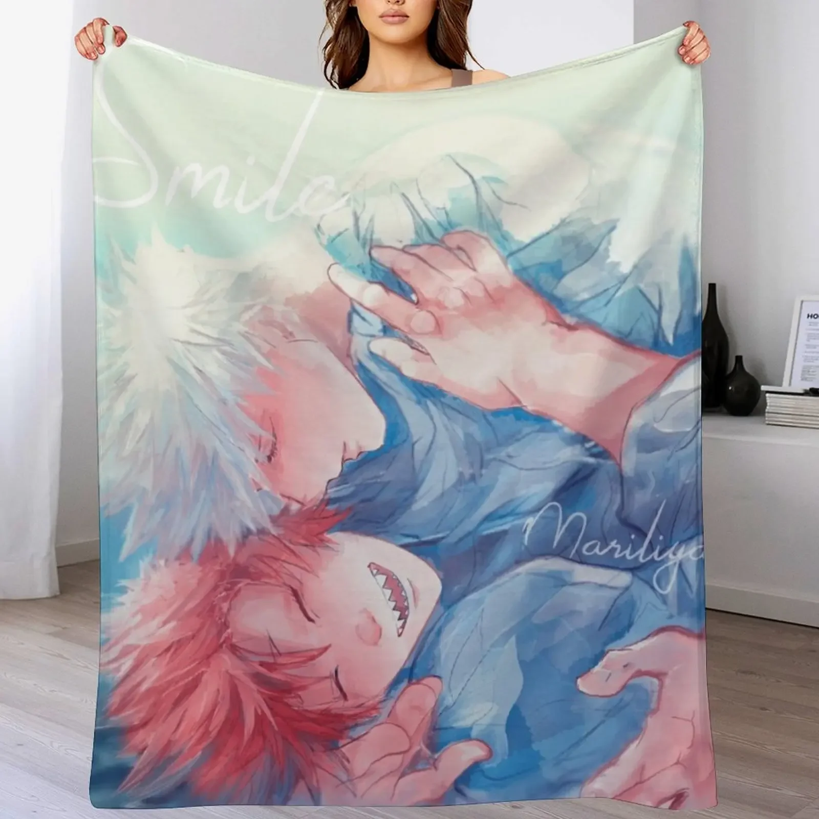 

smile - Kiribaku Throw Blanket Warm Cozy Throw Blanket for Living Room Couch
