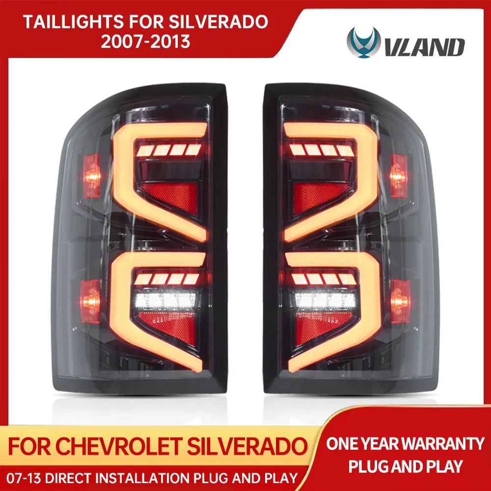 VLAND Tail Lights Assembly For 2007-2013 LED CHEVROLET SILVERAD Tail Lamp For pick-up truck taillight Sequential RED Turn Signal