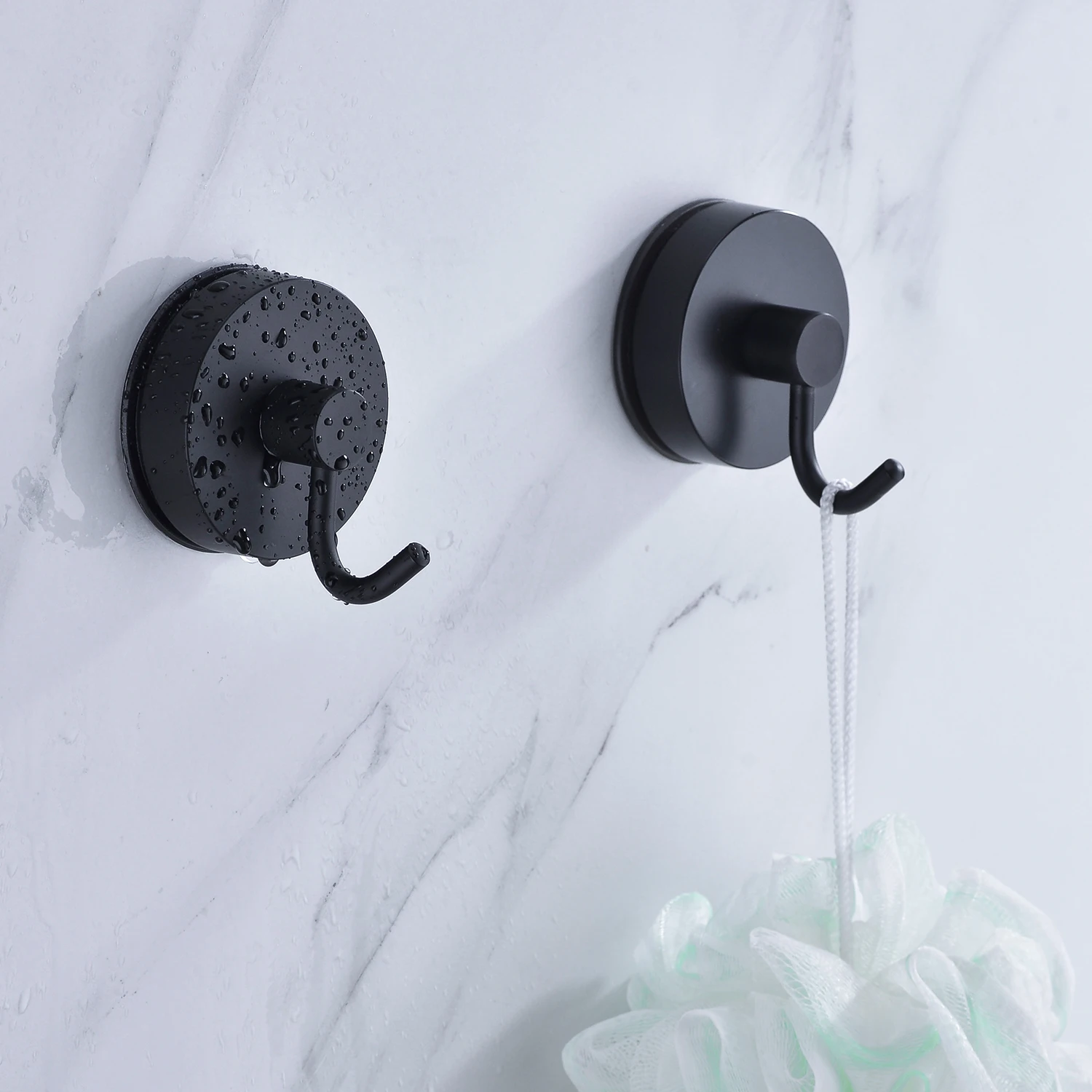 2PCS Black Vacuum Suction Cup Hooks Reusable Shower Hooks Punch-free Wall Hangers Towel Keys Coat Hook Home Bathroom Accessories