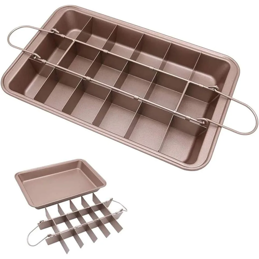 18 Grids Stainless Steel Loaf Pan Brownie Cake Pan with Dividers Non Stick Square Muffin Pan for Baking Brownie Cake Bakeware