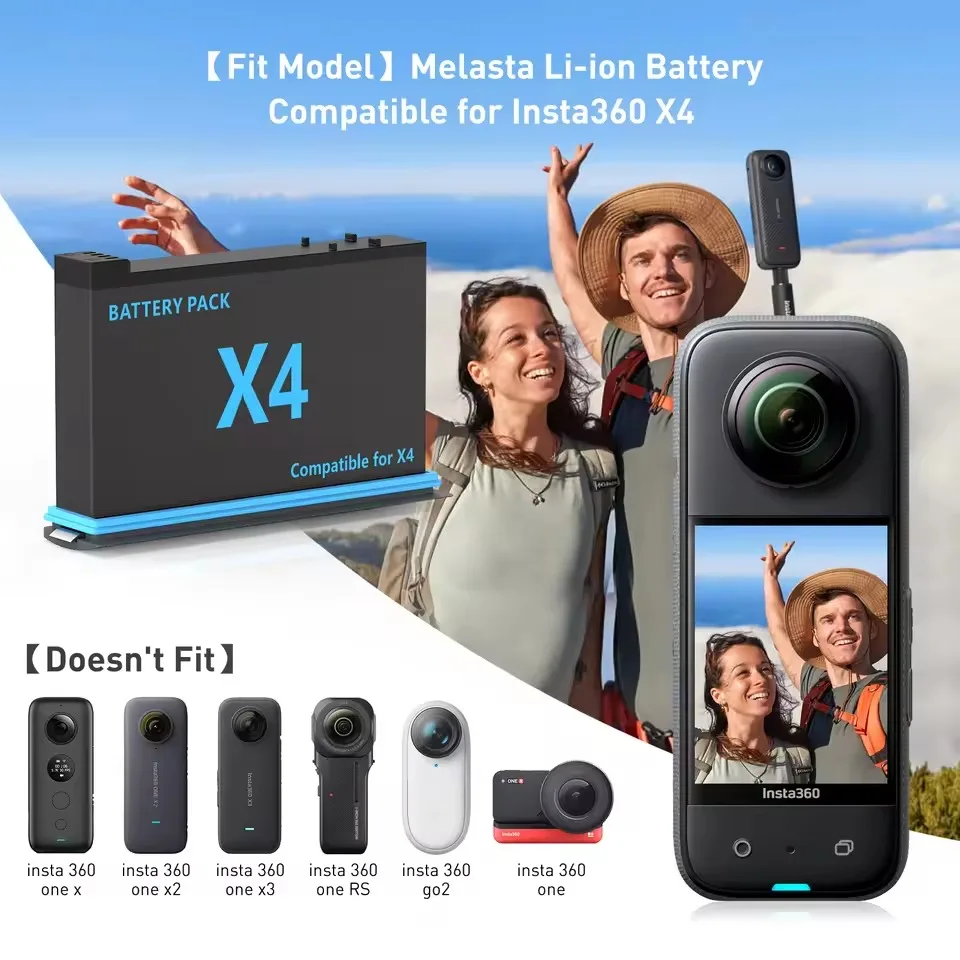 Akumulator do Insta360 X4 3.85V 2500mAh, ładowalny akumulator litowo-jonowy, etui do szybkiego ładowania, pudełko do przechowywania, kamery sportowe panoramiczne 360 — zdjęcie produktu 4