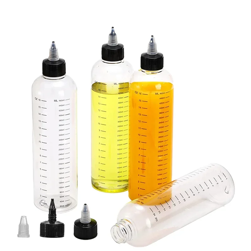 1pcs 30ml-500ml Empty Plastic Dispensing Bottles Twist Top Cap Round Bottles with Graduated Squeeze Container for Crafts Kitchen