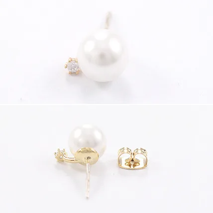 Fashion Wedding Pearl Jewelry Accessories White Gold Pearl Earrings Elegant Crystals Silver Color Stud Earrings For Women