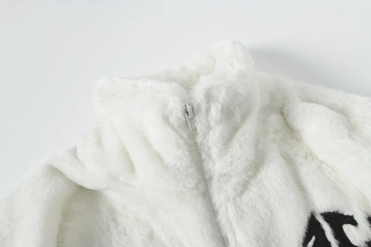 Hip Hop Alphabet Stehkragen Jacke Männer Übergroße Lose Fleece Warme Paar Baumwolle Mantel Winter Streetwear – Detail 6