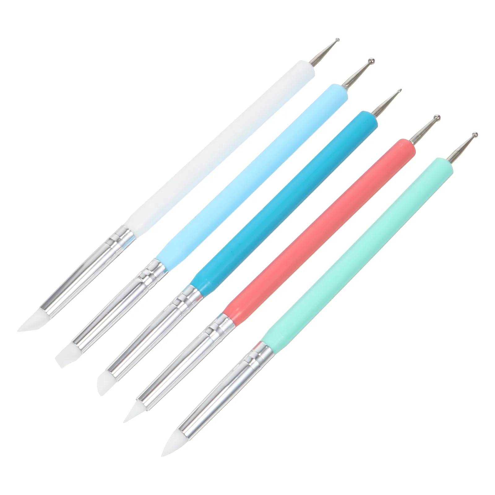 

5 Pcs Nail Set Silicone Dot Needle Pen Brushes Gel Builder for Nails Silica