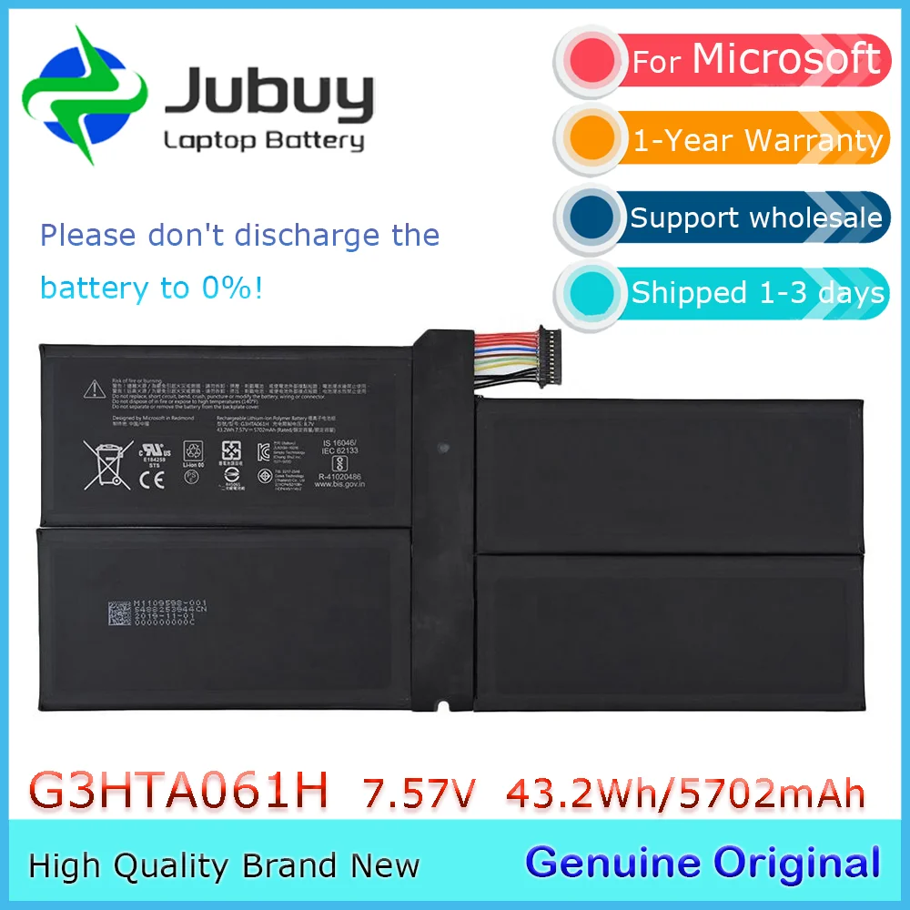 G3HTA061H 7.57V 43.2Wh Original Laptop Battery for Microsoft Surface Pro 7 1866 Series Tablet