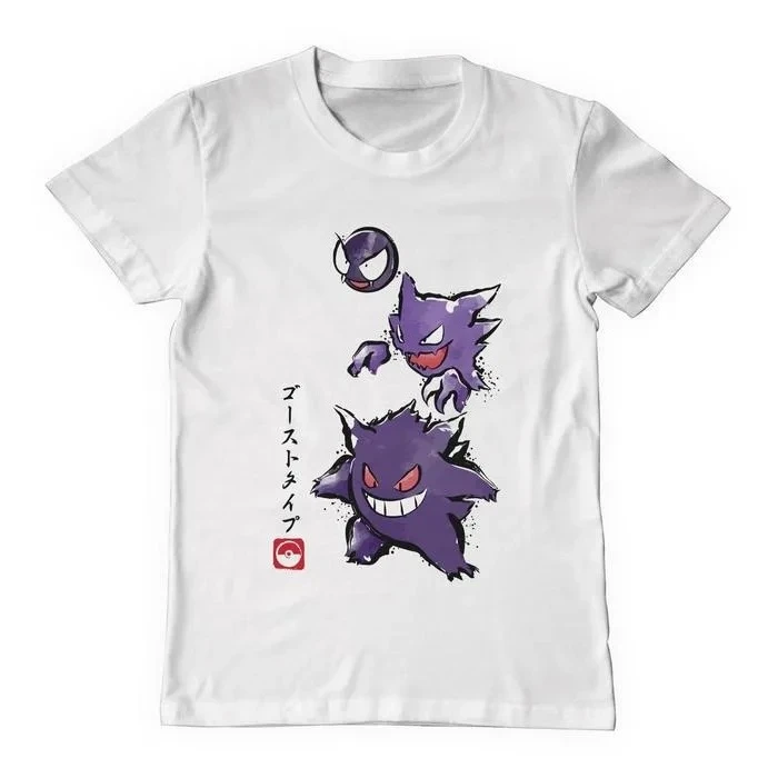 2026 Sommer Pokémon Anime Gengar Kaiju Baumwoll-T-Shirt mit Aufdruck für Herren, Harajuku Loose Casual Y2k Kurzarm-Oberteil, Hip-Hop Unisex