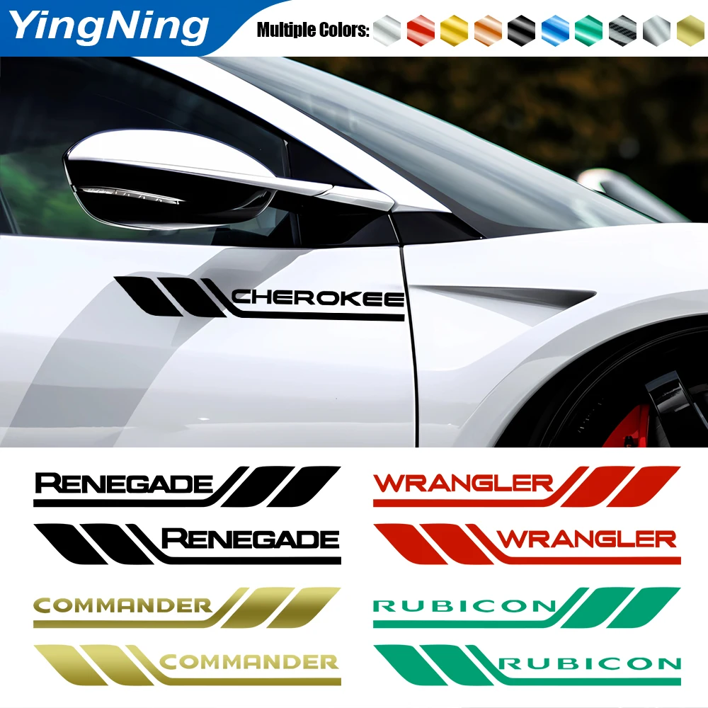 

2pcs Car Side Sticker Car Trim Door Vinyl Decal Sticker For Jeep Logo Renegade Wrangler jk Grand Cherokee COMPASS Accessories