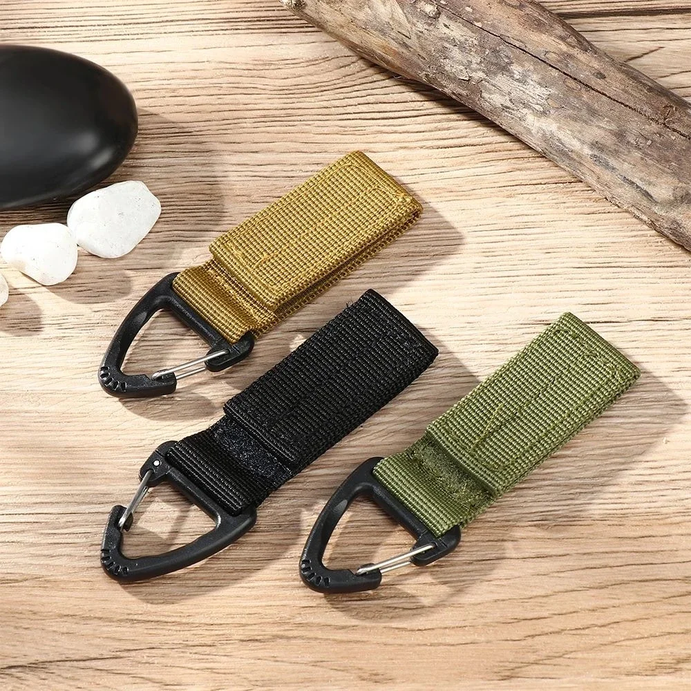 Tactical Molle Webbing Clip Hanging Key Hook Clamp Nylon Ribbon Keychain Backpack Clasp Carabiner Fastener Hook Buckle