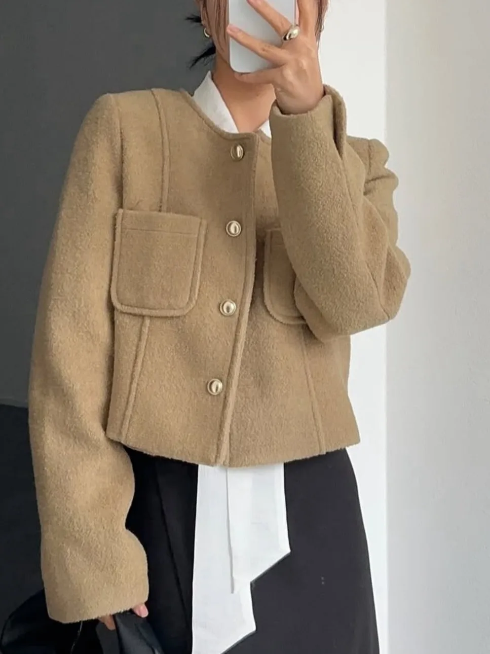 

Новое зимнее шерстяное пальто Briti Sle в стиле ретро, твидовое джато, женская верхняя одежда Ele Faion, кактусный размер