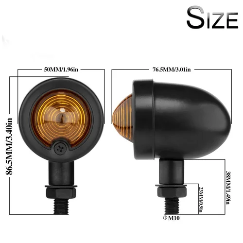 Imagen 2 del producto Luz de señal de giro para motocicleta Universal 12V 10mm para Chopper Cafe Racer Moto lámpara indicadora Retro Scooters lámpara de señal de giro de Metal