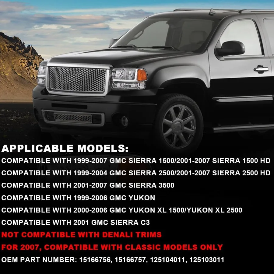 المصابيح الأمامية LED لـ 19992007 GMC Sierra 1500 2500 20012007 GMC Sierra 1500HD 2500HD 3500 9906 GMC Yukon مع عدسة سموكي كروم H