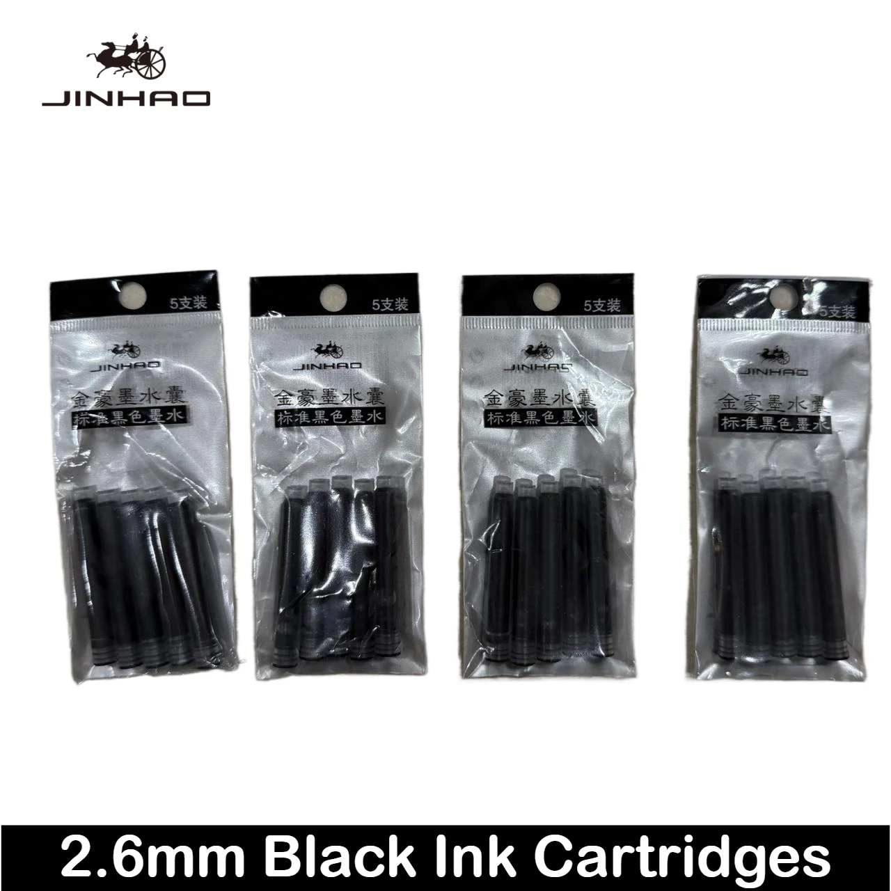 JINHAO 100/10/5 PCS Black 2.6mm Fountain Pen Ink Cartridge Refill Student Fountain Pen Ink Stationery Office School Supplies - view 5