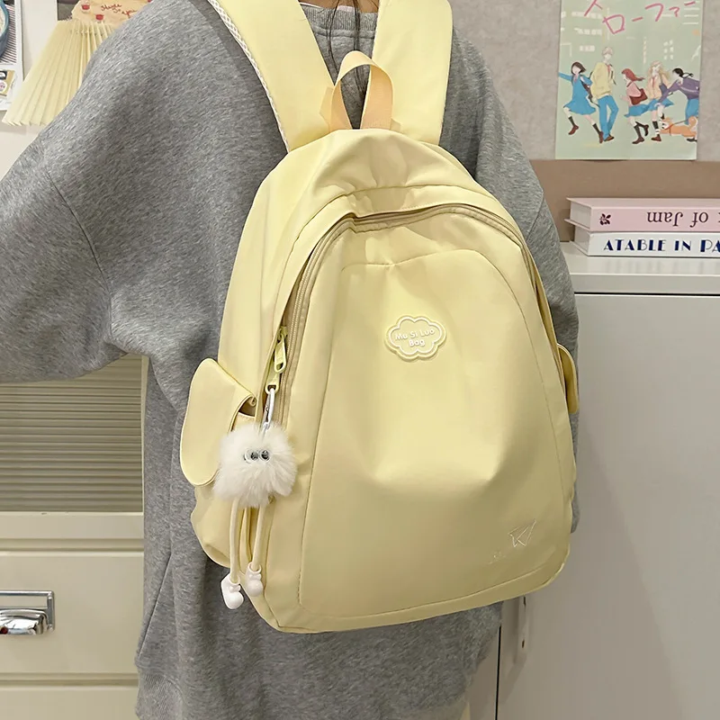 2024 new Instagram style solid color small fresh middle school girls, high school students, backpacks, travel backpacks