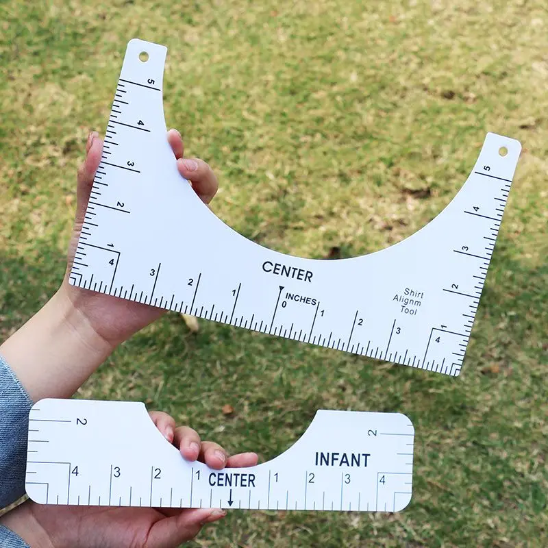 DIY дизайн с коротким рукавом линейка инструмент для калибровки с круглым вырезом инструмент для выравнивания ПВХ набор из пяти направляющих для футболок швейные аксессуары