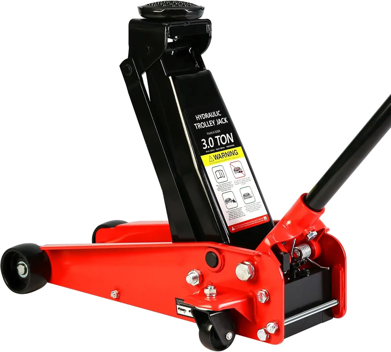 

Hydraulic Low Profile and Steel Floor Jack with Piston Quick Lift Pump,3Ton (6,000 lb) Capacity, Lifting Range 5.1"-20" (Red, 3T