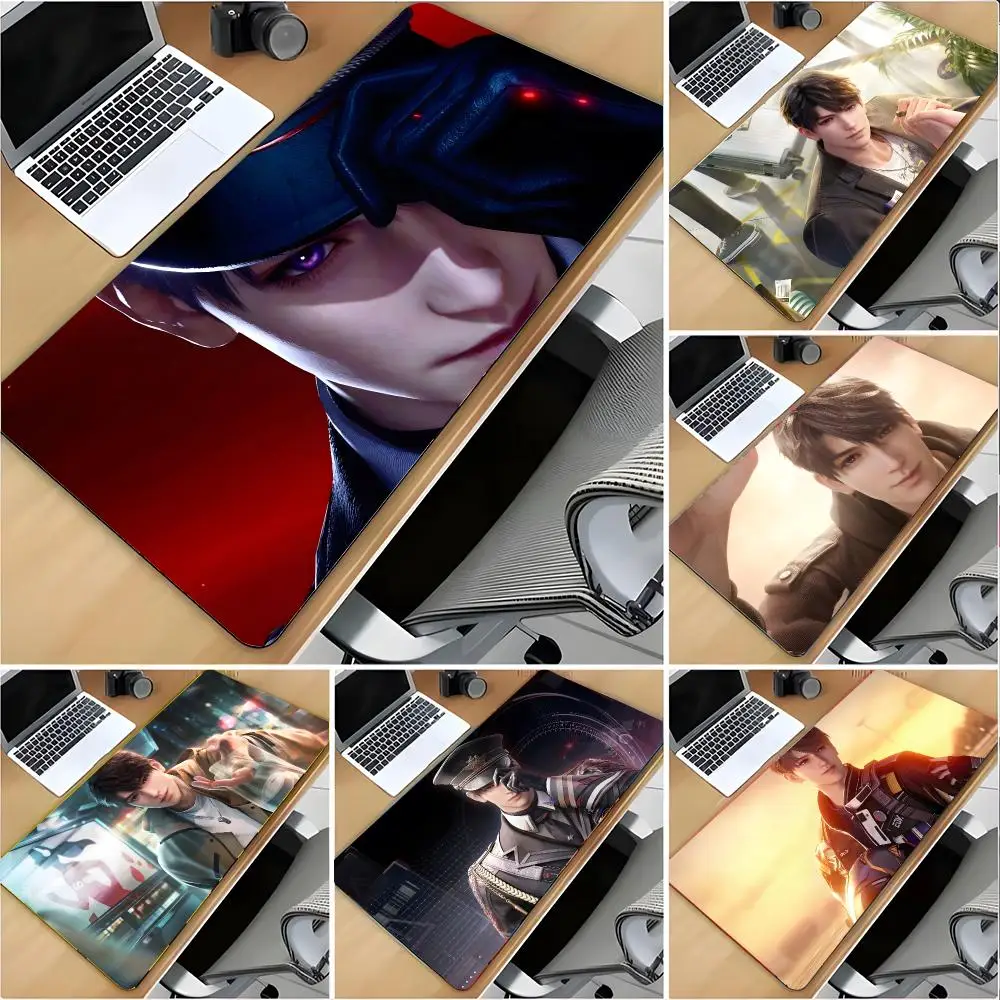 C-Caleb Love and Deepspace Mouse Pad Large Mouse Pad Desk Mat Non‑Slip Gaming Board Game Mat with Stitched Edges