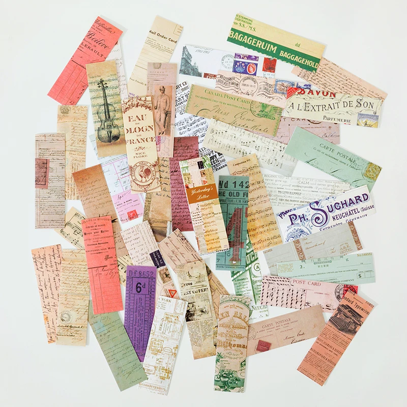50 vellen vintage washi-papierstickers, met motieven van vlinders en natuurlijke planten, voor gebruik in notitieboeken, dagboeken, scrapbooks en voor decoratieve doeleinden.