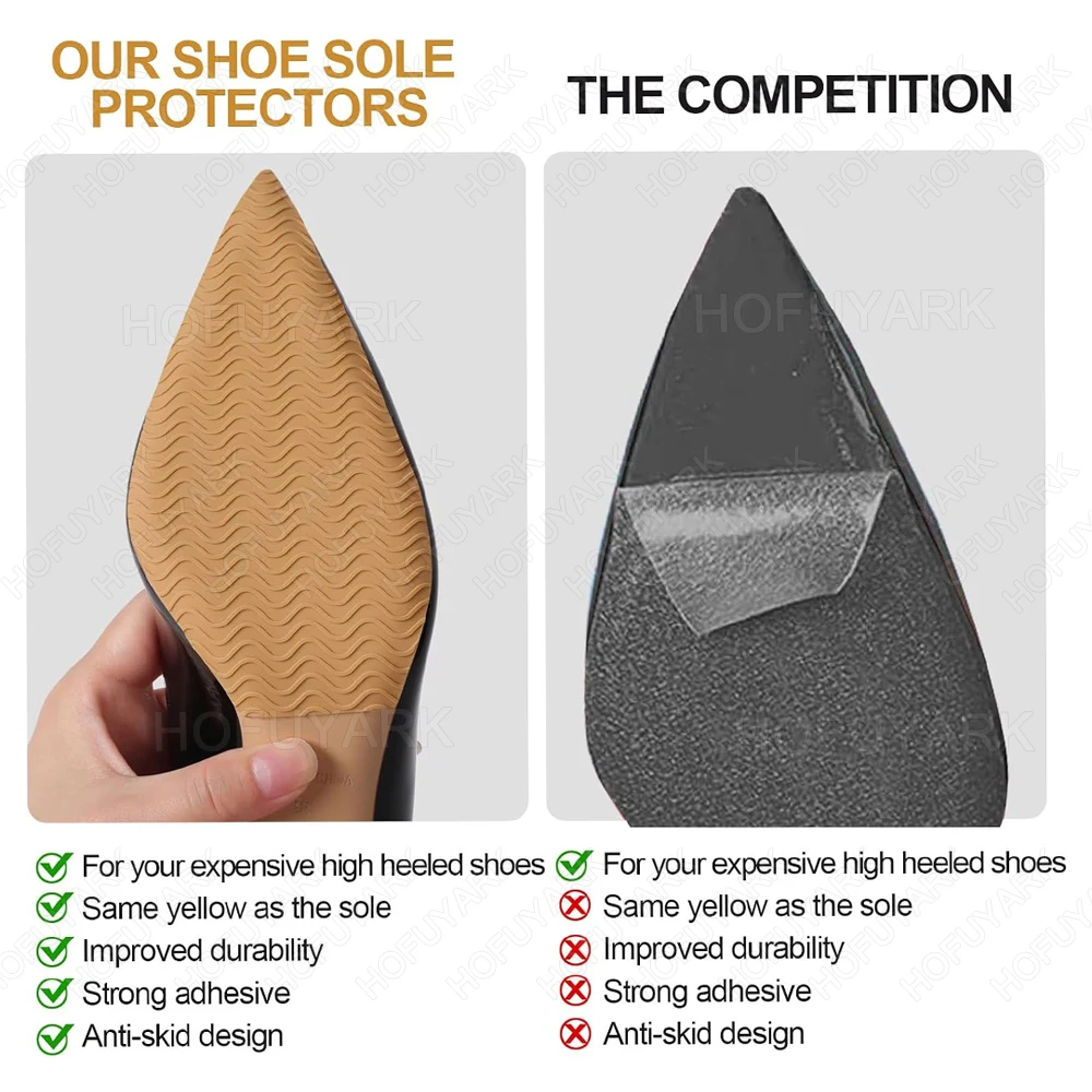 2Pcs Rubber Soles Replacement for Bottom of Shoes Grip Anti-Slip Sticker for High Heels & Sneakers Out Sole Repair Self-adhesive