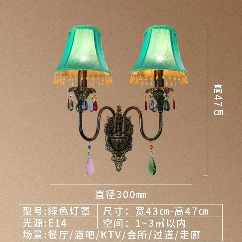 

European restaurant red crystal wall lamp, bar hallway hall European style blue decorative wall