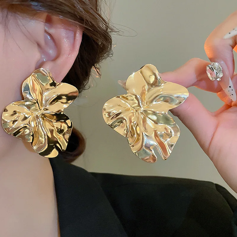 Large Geometric Metal Irregular Stud Earrings for Women Punk Big Exaggerated Heavy Statement Earring Ins Charms Fashion Jewelry image 2