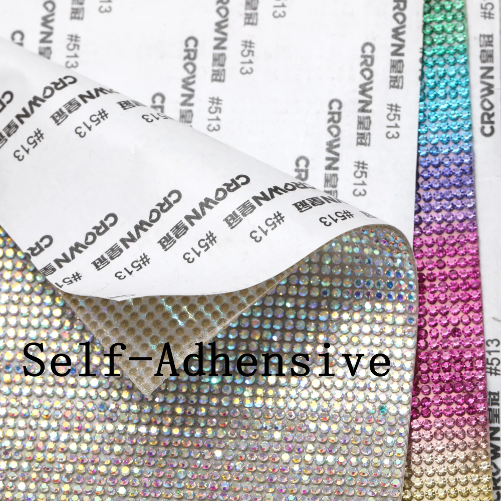 SS6 2mm 24x40cm Self Adhesive Crystal Rhinestone Mesh Glitter Car Sticker Sheet Craft Shoes Diy Trim Art Crafts Supplies