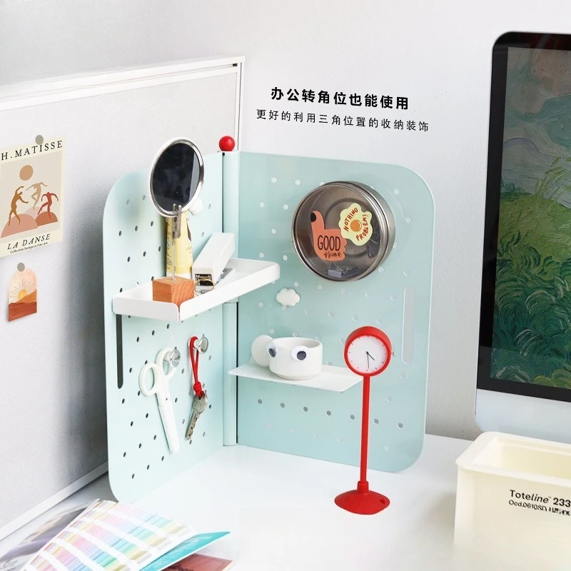 Creative countertop storage metal display rack, desktop hole board rack