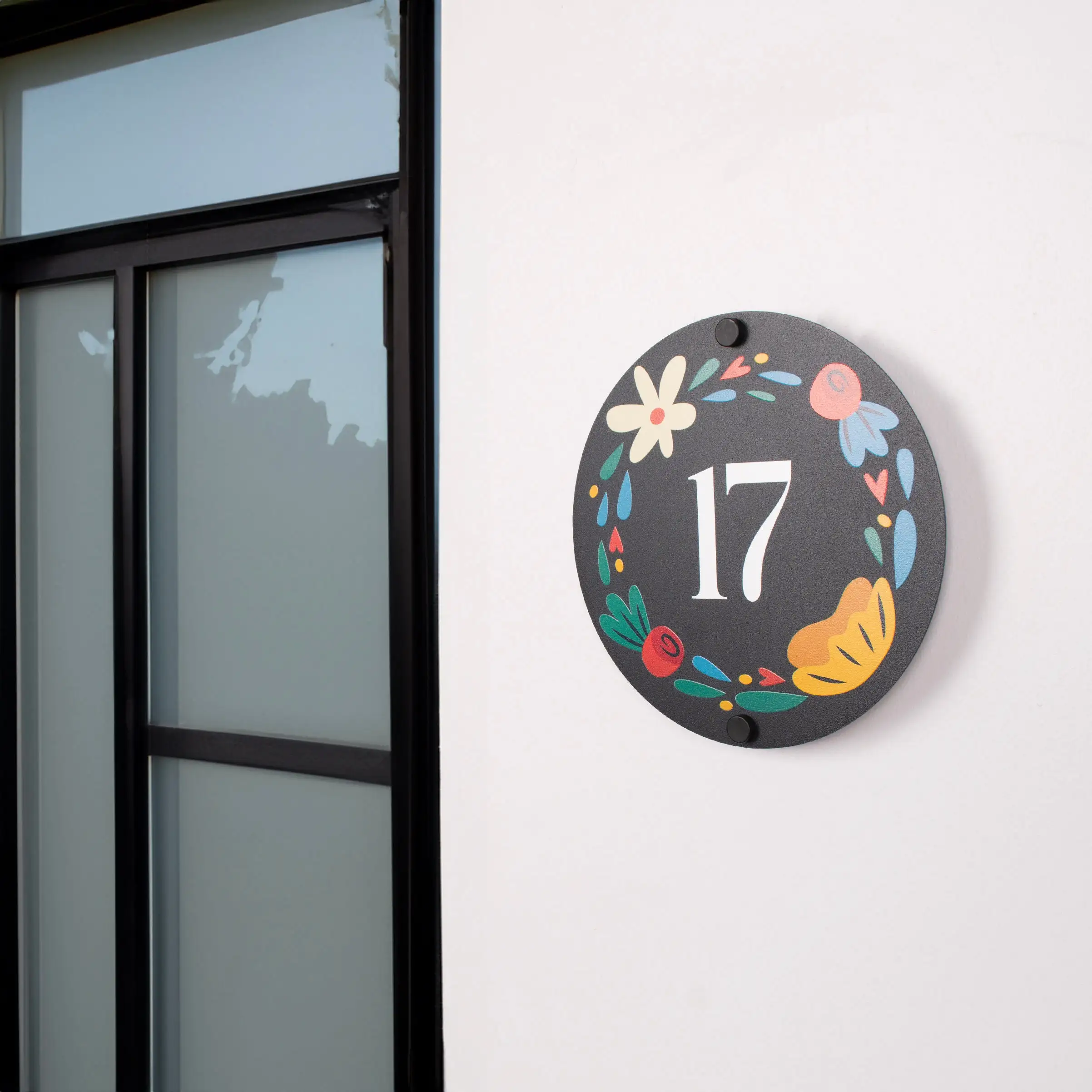 Flower Framed Metal Room Number Sign Apartment Door Personalized House Numbers Customized Plaque Address Name Door Decal Acrylic