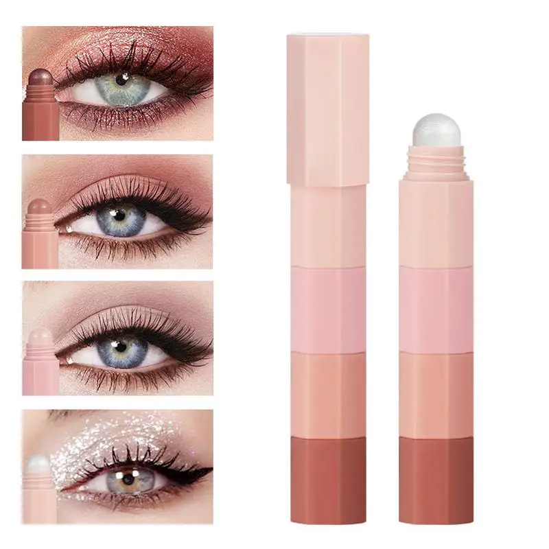 4 In 1 Pearlescent Highlighter Eyeshadow Stick Makeup Waterproof Glitter Eye Shadow Eyeliner Stick Eyes Makeup Cosmetics 4 color