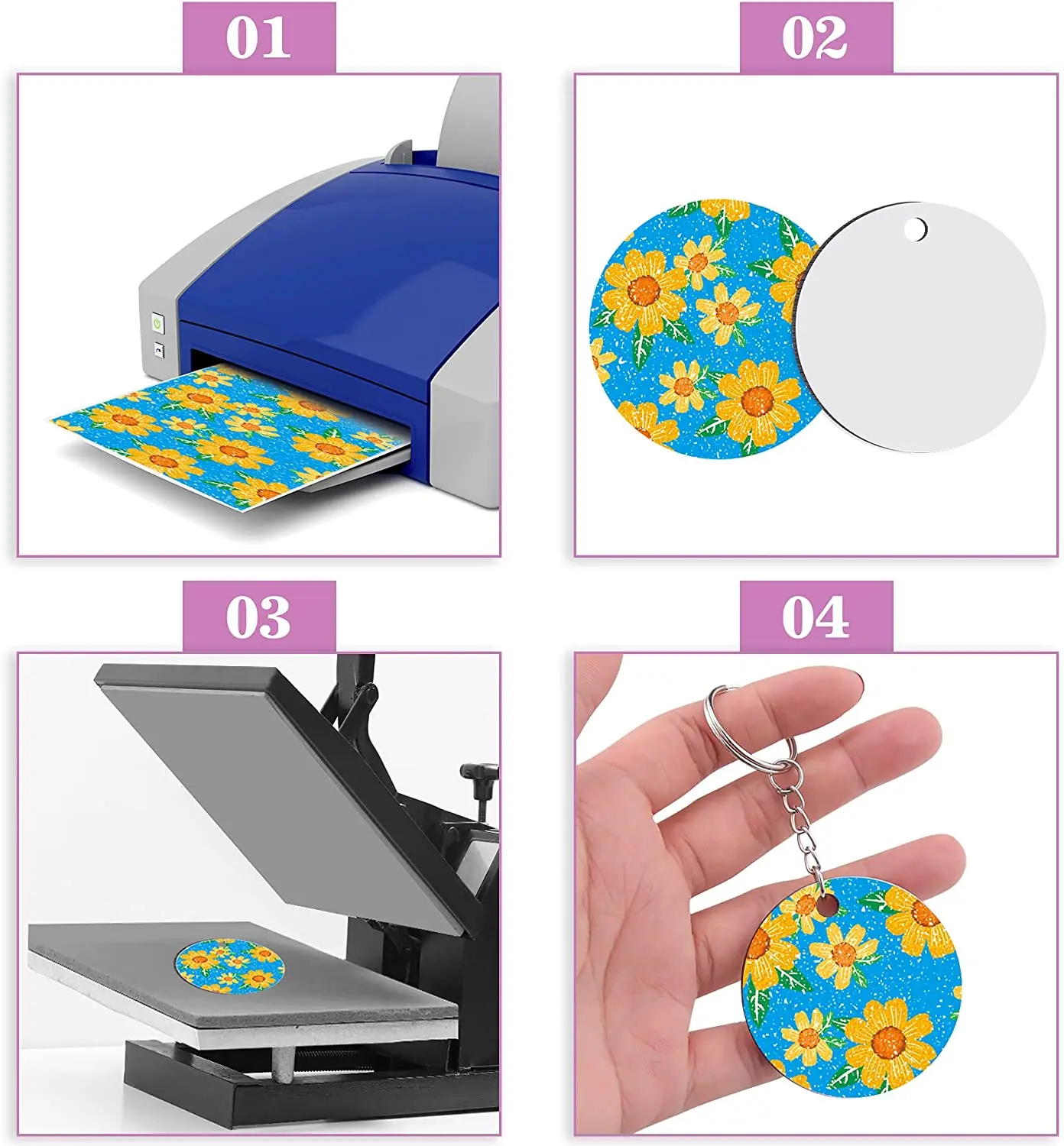 Sublimation Keychain Blanks Bulk 150Pcs Sublimation Blanks round Keychain MDF Round Keychain with keyring