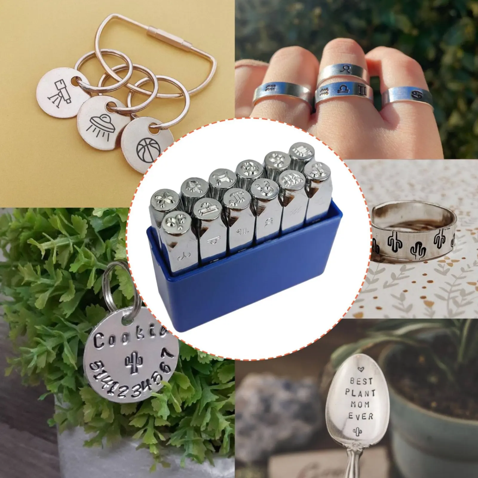 12 Pieces Astrological Punch Set Chrome Plated Symbol Stamping Tool Metal Logo Stamp High Hardness Jewelry Stamping Kit Custom view 3