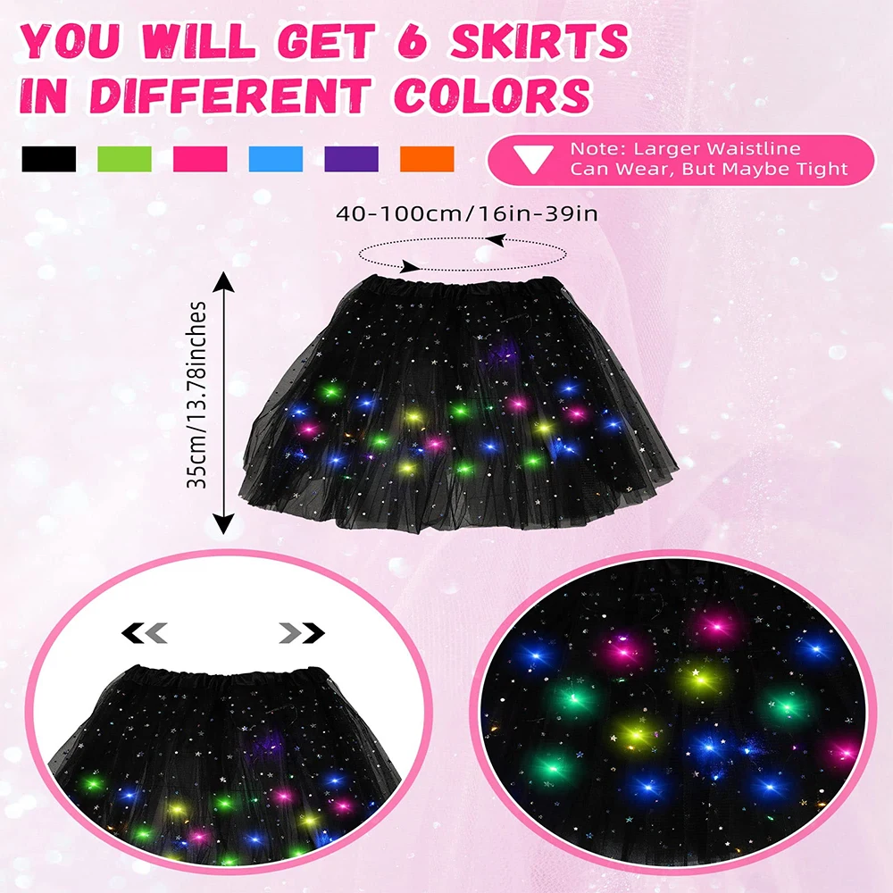 LED Tulle Tutu Skirt Light Up for Girls Women Ballet Dance Festival  Cosplay Costumes Glow in The Dark Party Kids Fairy  Gifts