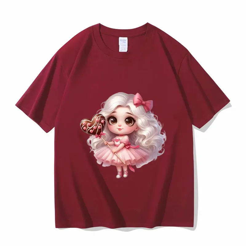 T-shirt en coton imprimé pour femme, belle princesse décontractée, vêtements d'été, mode Harajuku, grande taille, offre spéciale, nouveau, 2025