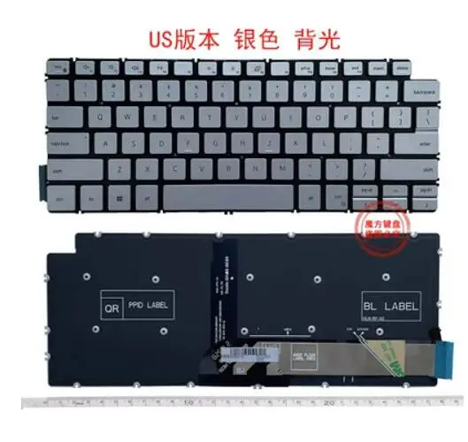 

Клавиатура US для Dell Inspiron 5400 5401 5402 5405 5406 5408 5409 5498 5490 5493 P120G 5498 7400 2n1с серебряной подсветкой