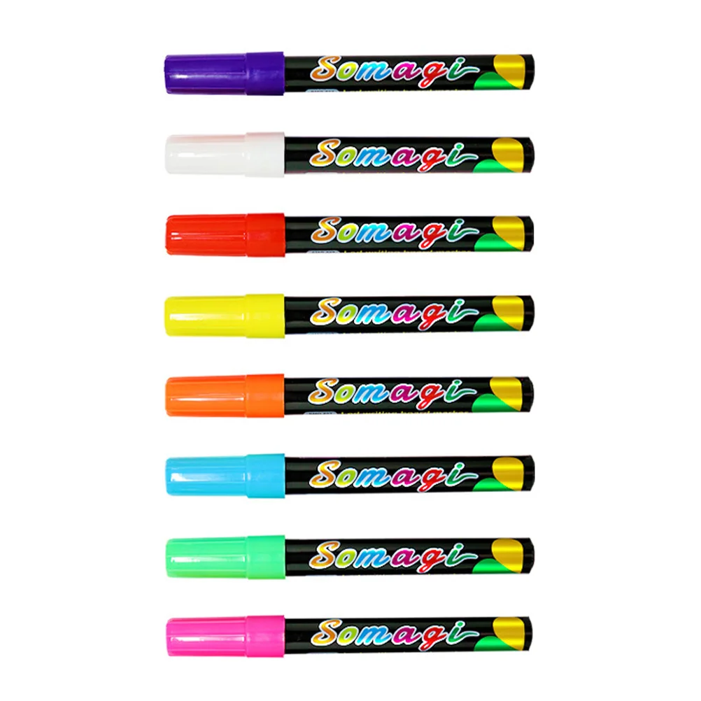 

8pcs Fluorescent Chalk Markers 7mm Flat Tip Liquid Highlighter Pens Erasable Bright Colors Dry Erase Art Supplies
