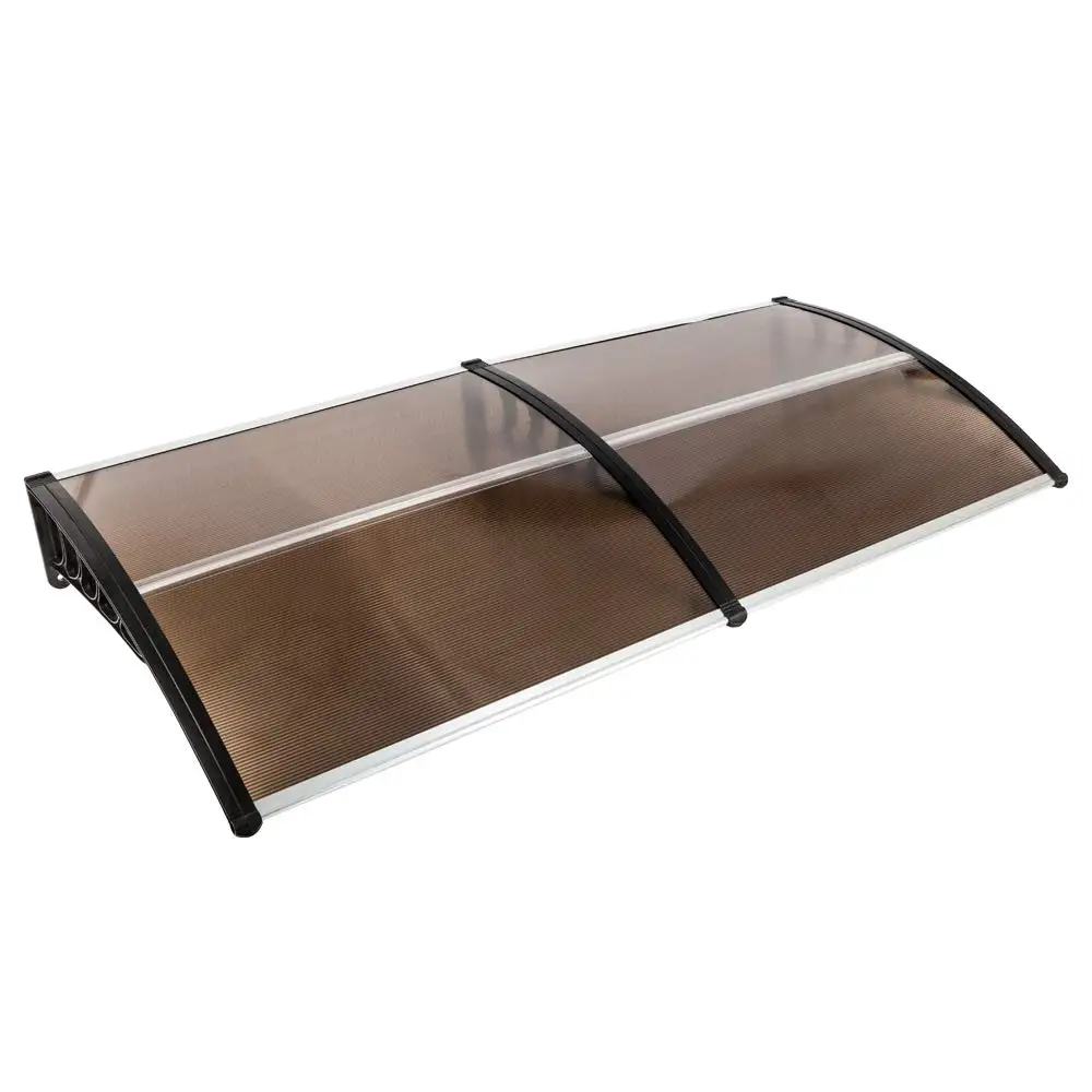 

116 H / 78 H / 39 H Window Awning Outdoor Polycarbonate Hollow Sheet Door Patio Canopy (Dark Brown Canopy + Bla Bracket, 40''X