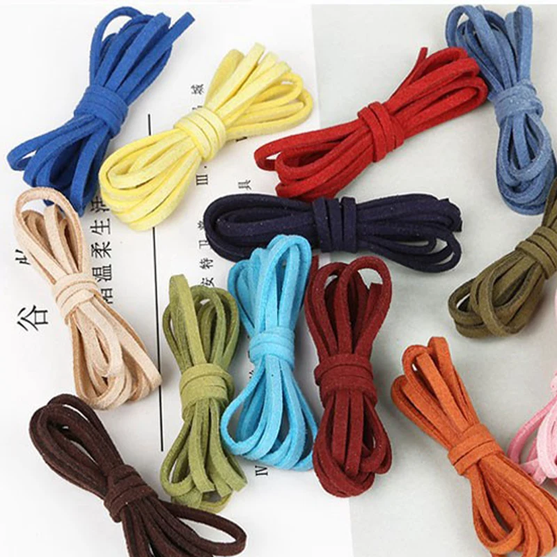 10m 2.5mm Flat Faux Suede Braided Cord Velvet Thread Leather Cord Rope For Necklace Bracelet Keychain Beading Making String