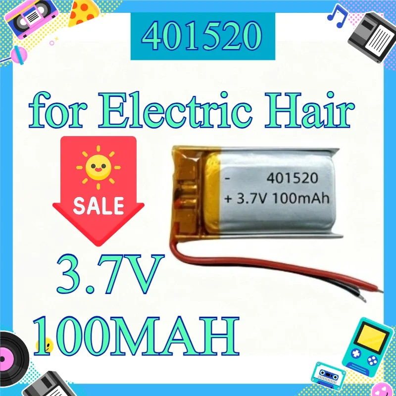[New] 401520 Battery 3.7V 100mAh Rechargeable Li-Po Battery for Electric Hair Clipper Bluetooth Controller Mosquito Killer