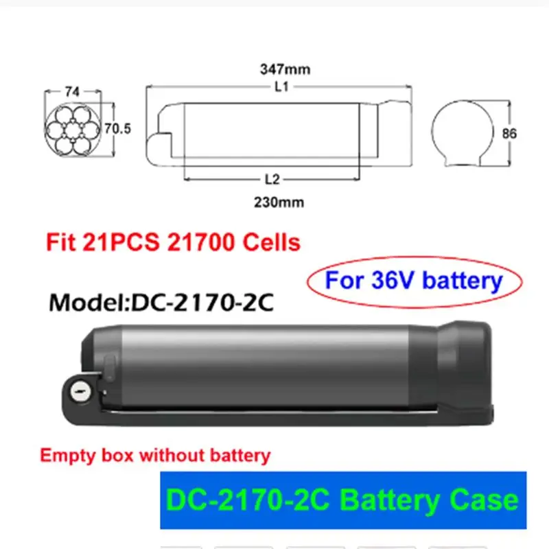 (DT37) DC-2C EBike Battery Case Empty Box 10S 15A 36V BMS Fit 21PCS Cells Haitu Little Water Kettle Shell(18650 ) view 3