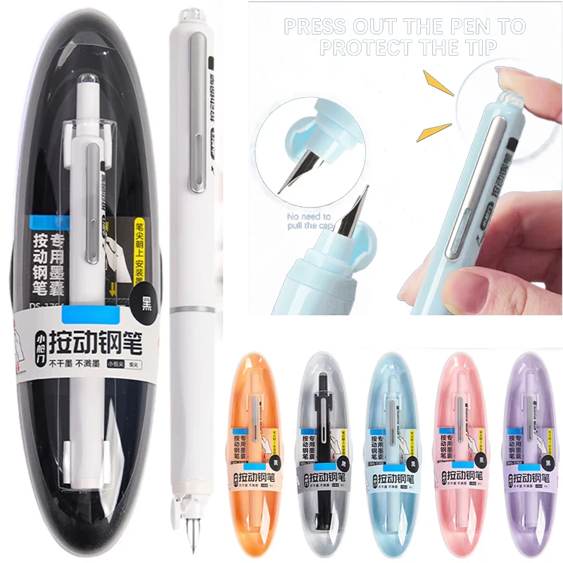 

38mm Push-Type Retractable Fountain Pen Retractable Fountain Pen Students Calligraphy Sketching Writing Ink Pen for BirthdayGift